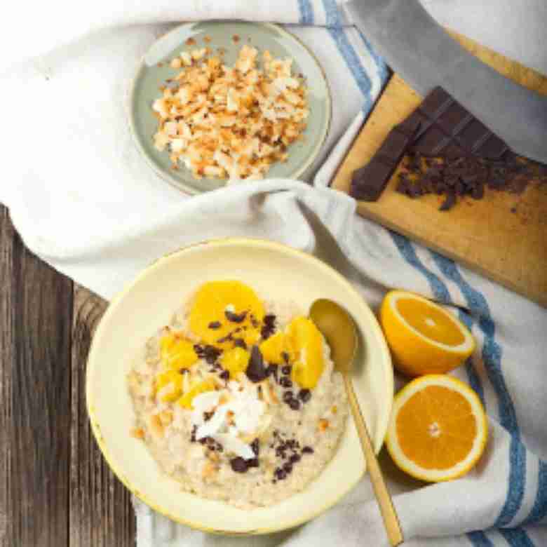 Porridge mit Orange-Schoko-Kokos-Topping